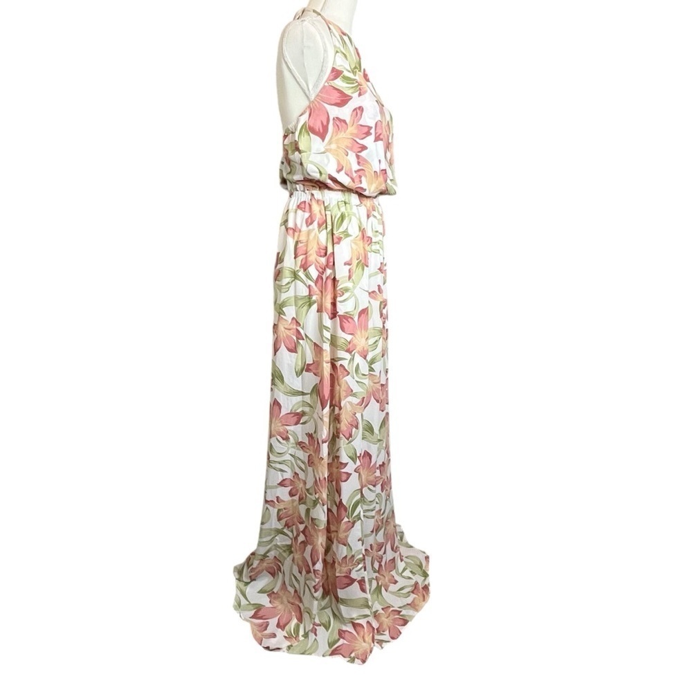 Show Me You MuMu NWT Heather Halter Maxi Dress in Lily Lady Pink and White XL - Picture 4 of 14